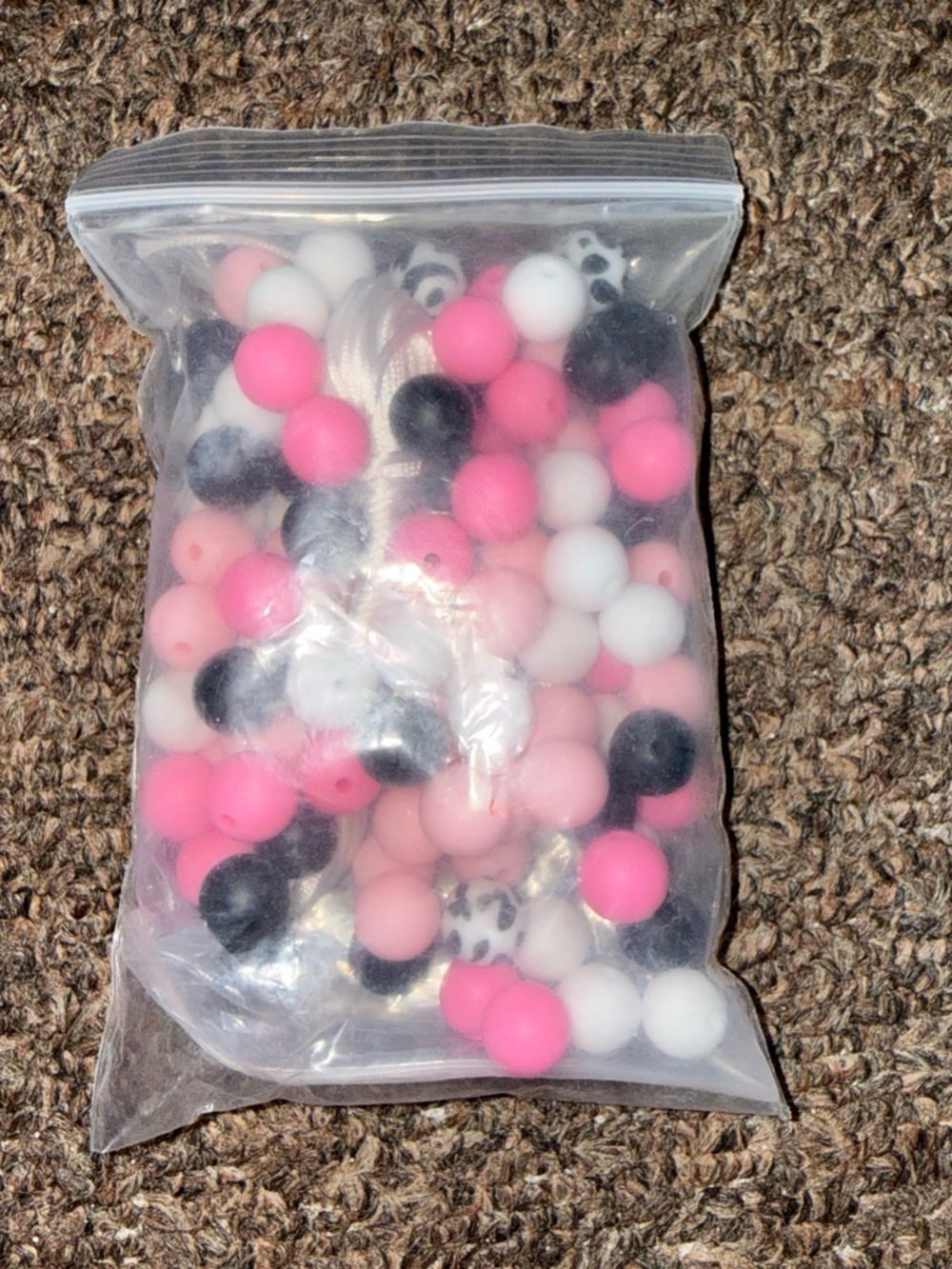 Assorted Pink, Black & White Silicone Bead Pack - Home Art
